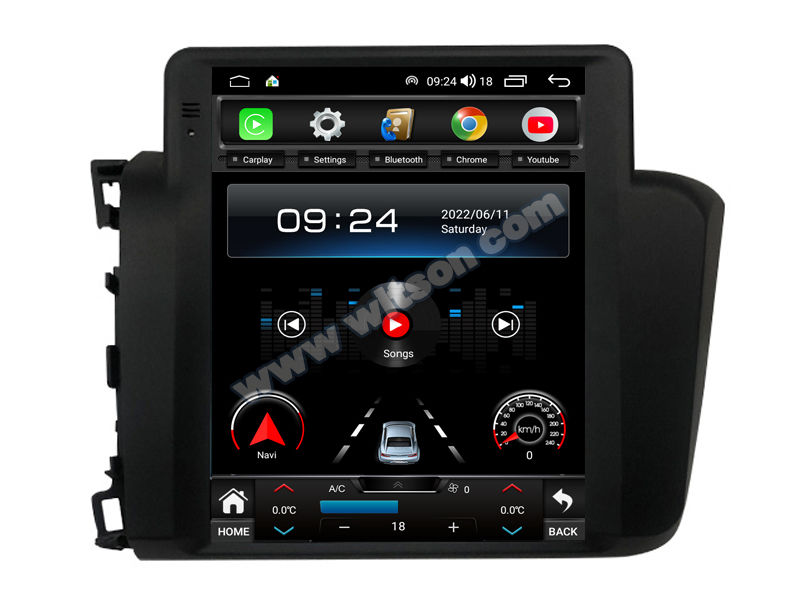9.7'' Tesla Vertical Screen For Honda Civic  2012-2015 Left Hand Driver Android Car Multimedia Player(THB/THV1315)
