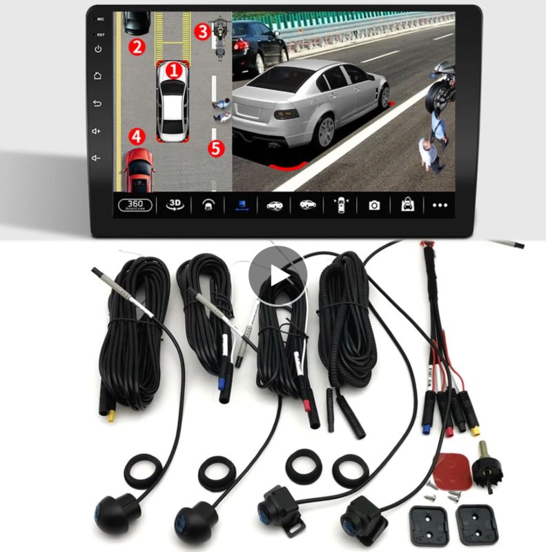 360 Car Camera Panoramic Surround View 1080P AHD Right+Left+Front+ Rear View Camera System for Android Auto Radio Night Vision(S360A)