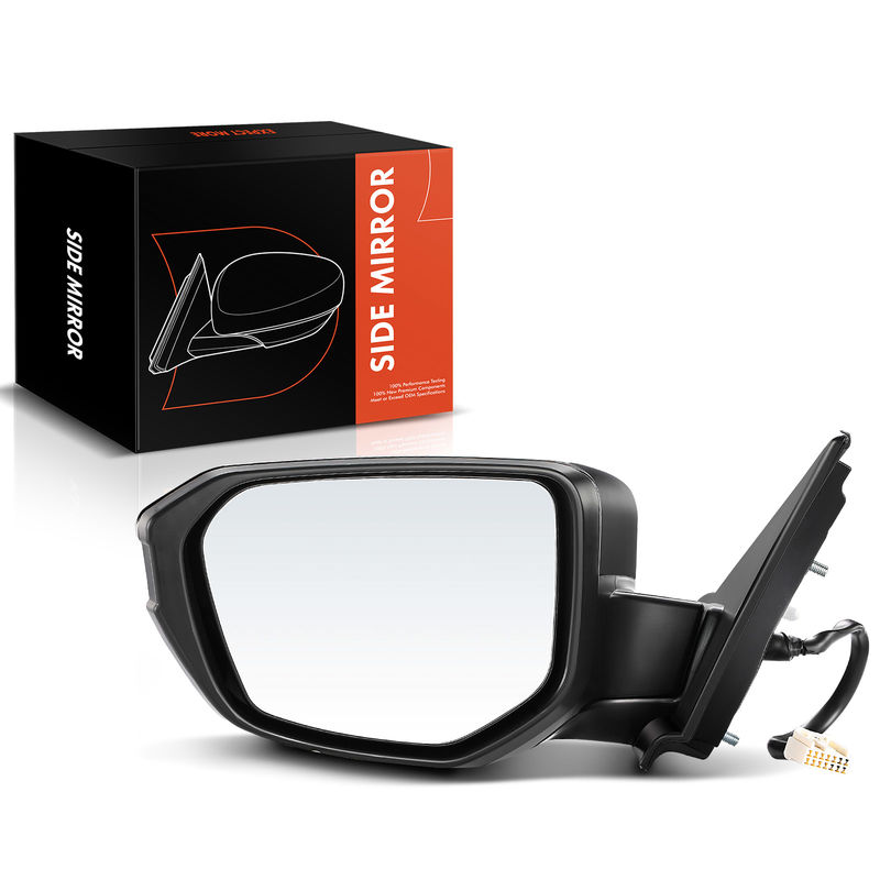 Front Driver Black Power Heated Mirror with 5-Pins for Honda Civic 2016-2021
