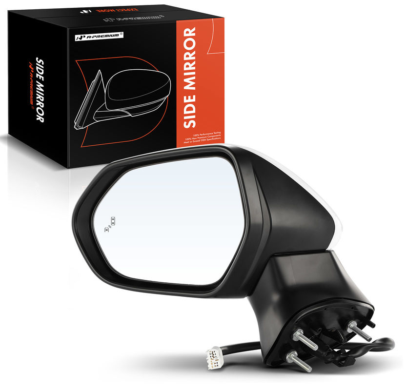 Front Driver White Power Heated Mirror with 7-Pin for Toyota Camry 2018-2022
