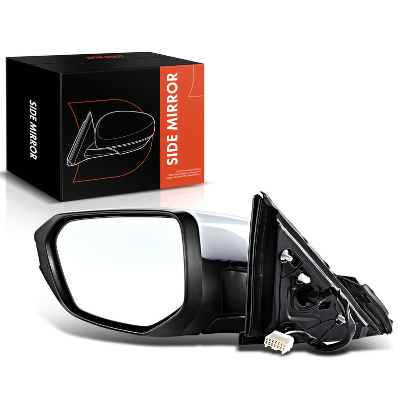 Front Driver White Power Heated Mirror with 5-Pin for Honda Civic 2016-2021