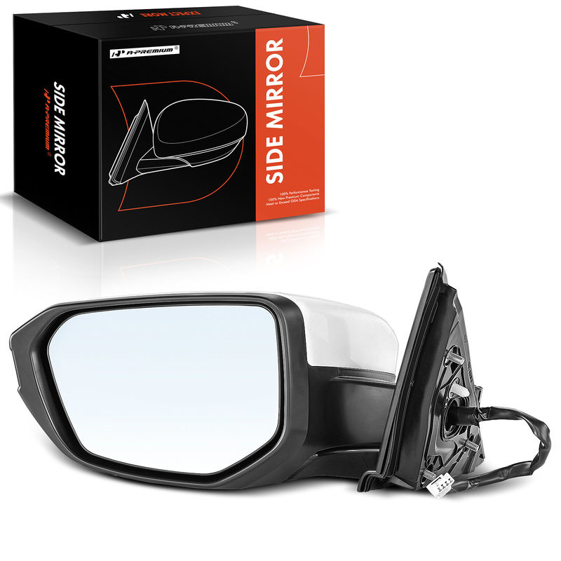 Front Driver White Power Mirror with 3-Pins for Honda Civic 2016-2021 1.5L 2.0L