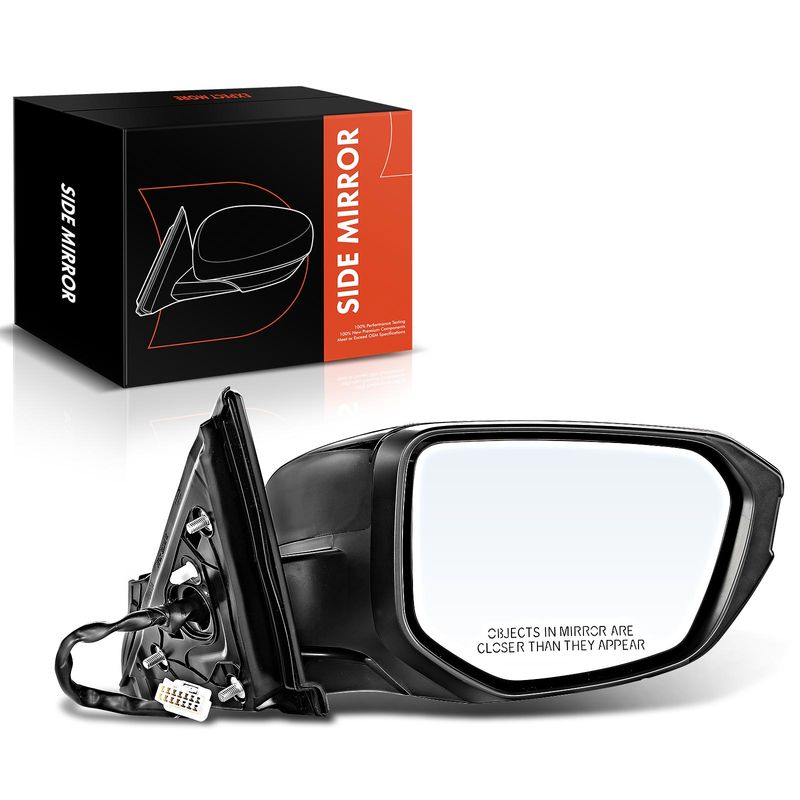 Front Passenger Black Power Heated Mirror with 5-Pin for Honda Civic 2016-2021