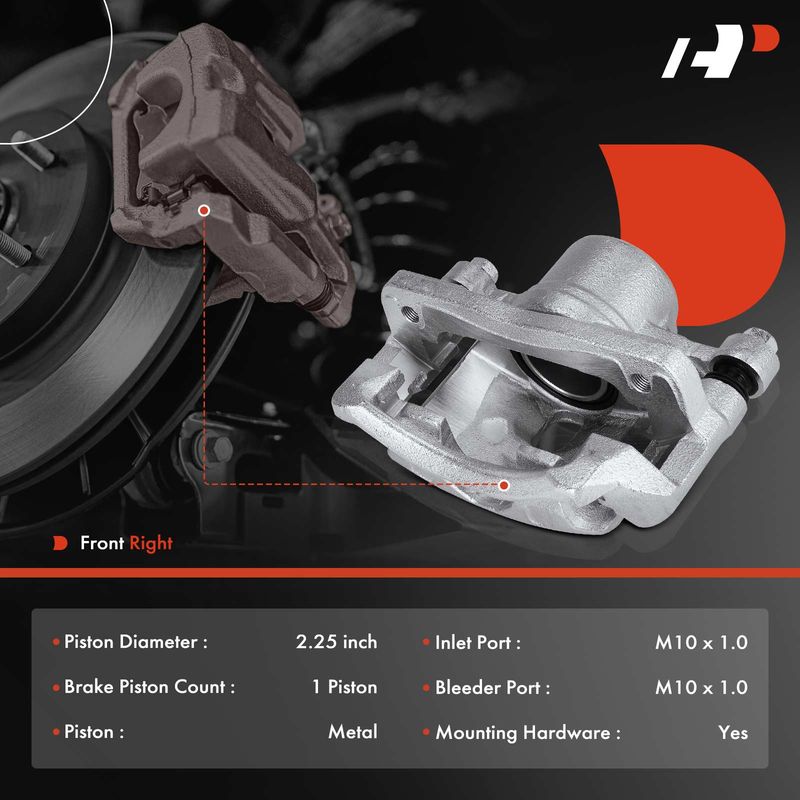 Front Passenger Disc Brake Caliper with Bracket for Honda Accord 1998-2002