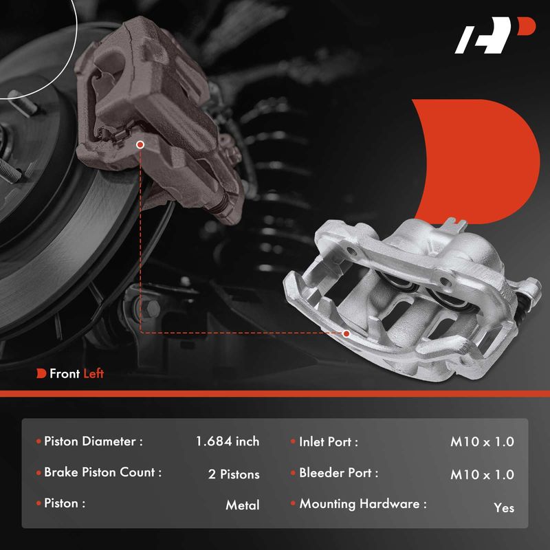 Front Driver Disc Brake Caliper with Bracket for Nissan Pathfinder 87-88 D21 Van