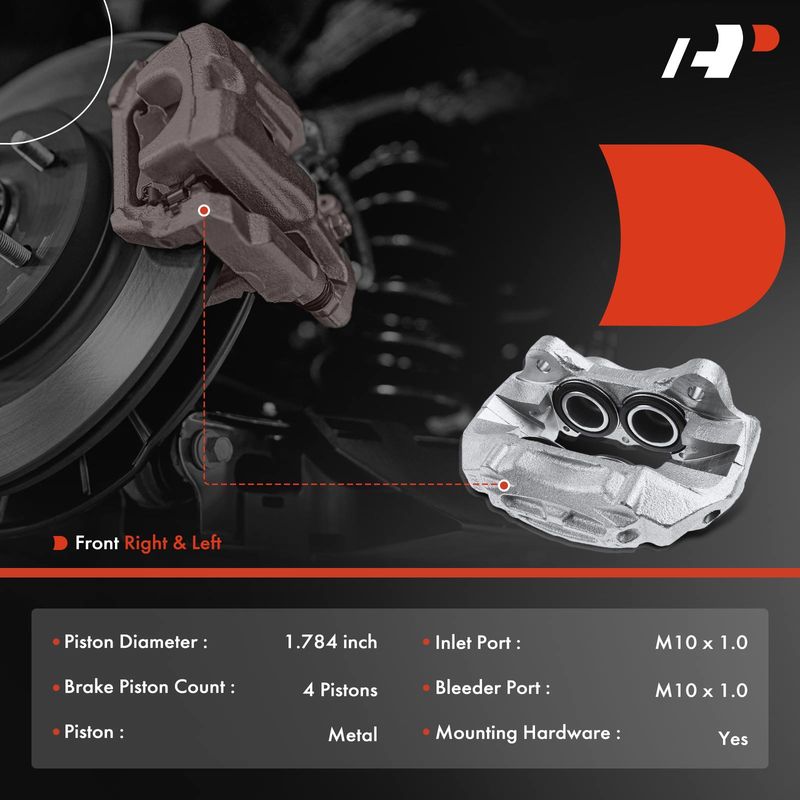 2x Front Disc Brake Calipers without Bracket for Toyota Land Cruiser 91-92