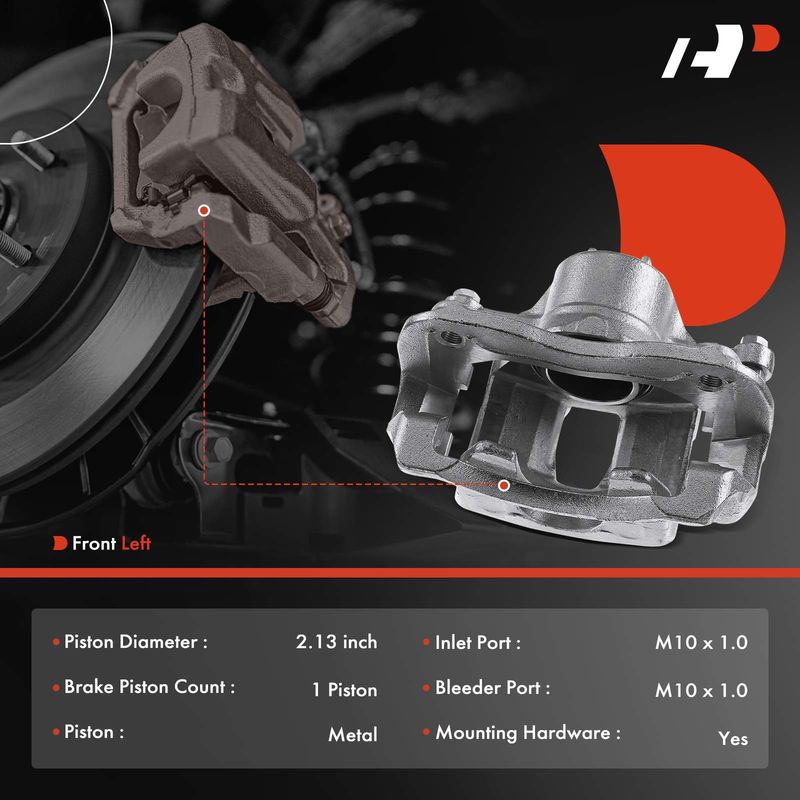 Front Driver Brake Caliper with Bracket for Hyundai Accent Kia Rio 12-17