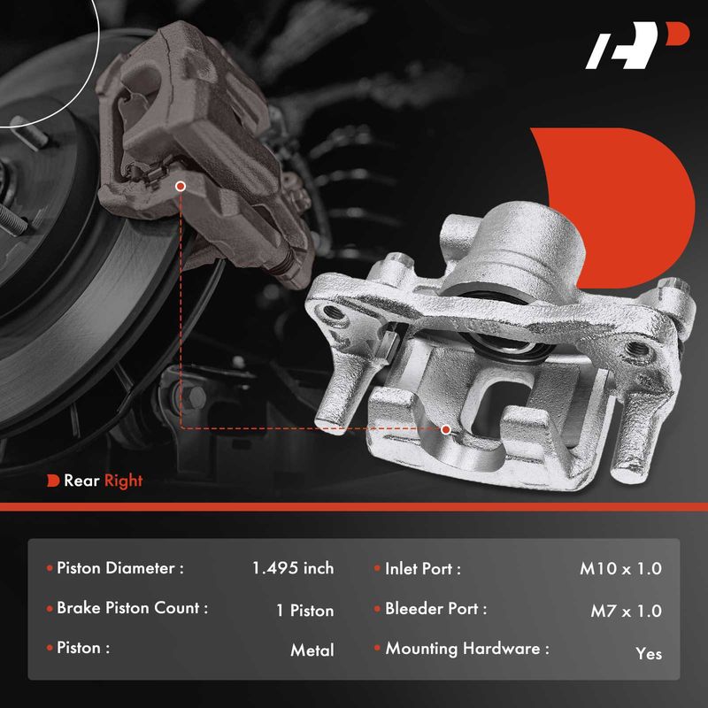 Rear Passenger Disc Brake Caliper with Bracket for Mitsubishi Lancer 04-06 2.4L