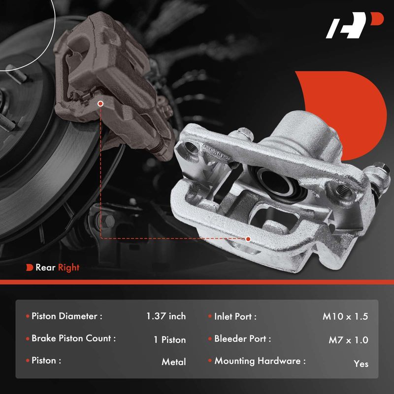 Rear Passenger Disc Brake Caliper with Bracket for Nissan Juke 11-17 Sentra Tiida