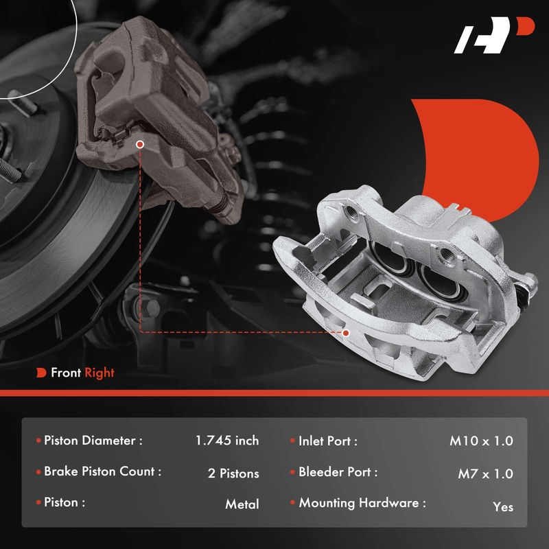 Front Passenger Disc Brake Caliper with Bracket for Nissan X-Trail 02-06 L4 2.5L