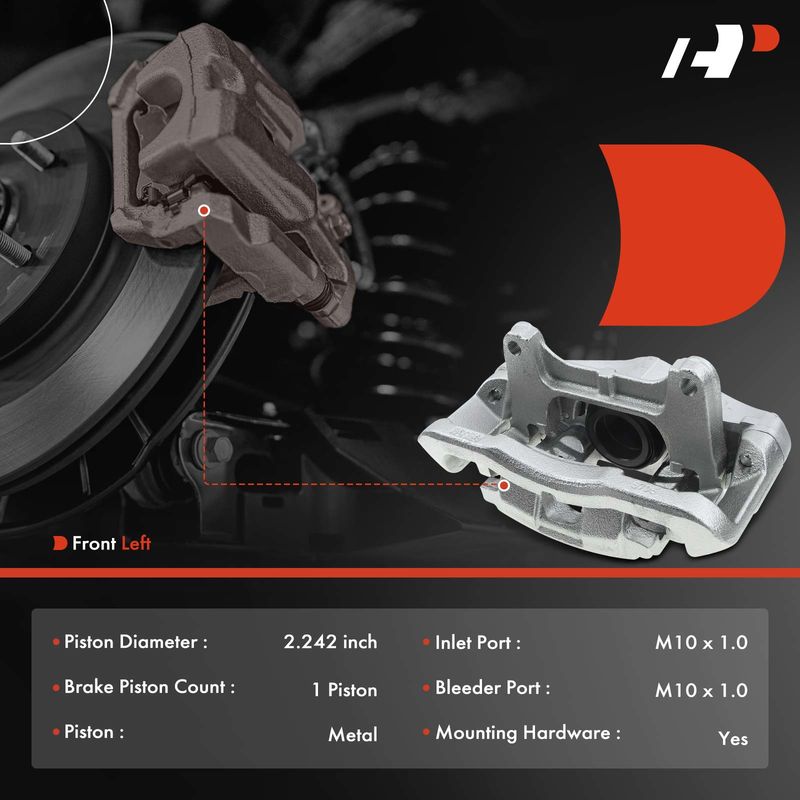 Front Driver Brake Caliper with Bracket for Volkswagen Passat 2006-2007 V6 3.6L