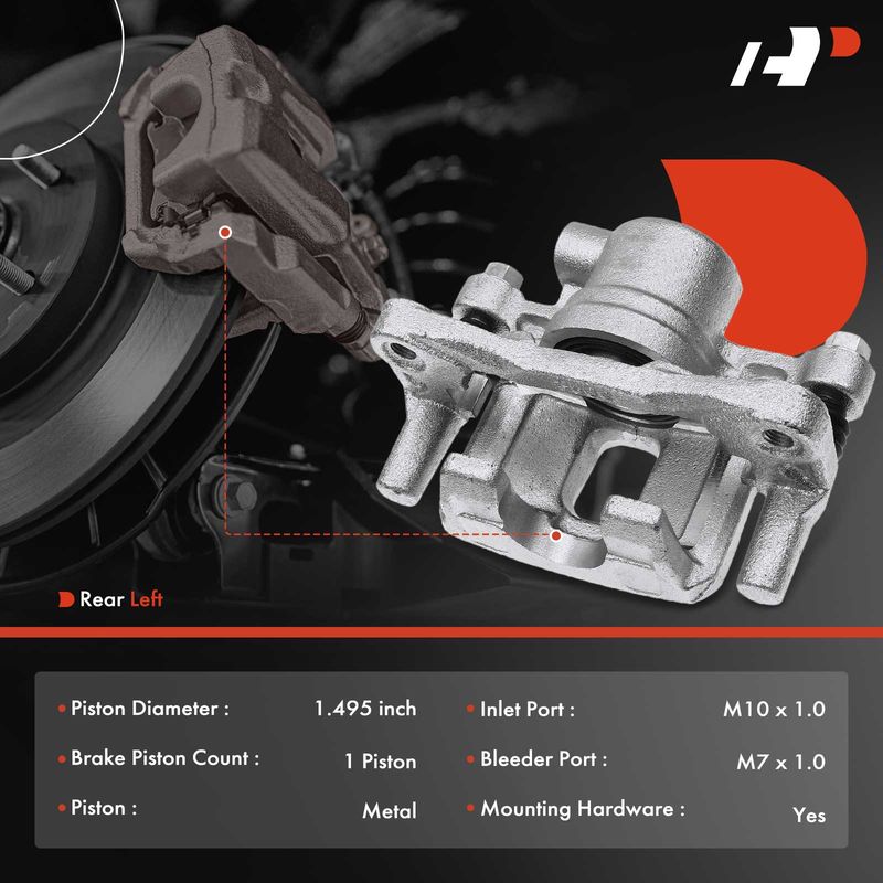 Rear Driver Disc Brake Caliper with Bracket for Mitsubishi Lancer 2004-2006 2.4L
