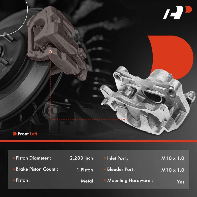 Front Driver Brake Caliper with Bracket for Nissan Altima 2013-2019 Leaf 14-17