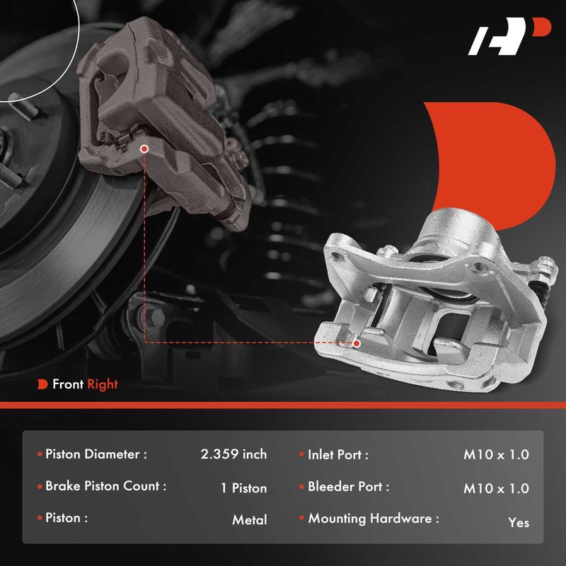 Front Passenger Brake Caliper with Bracket for Hyundai Azera 2012-2017 V6 3.3L