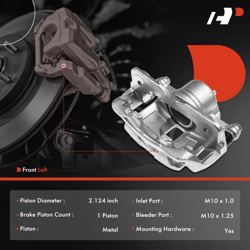 Front Driver Brake Caliper with Bracket for Honda Fit 09-19 Civic CR-Z Acura ILX