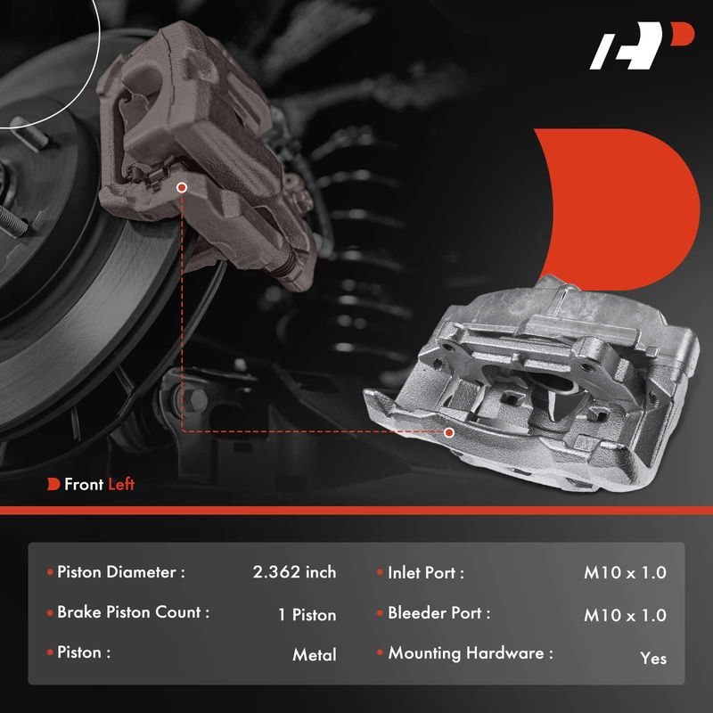 Front Driver Brake Caliper with Bracket for Volvo V60 2015-2018 S60 316 mm Disc