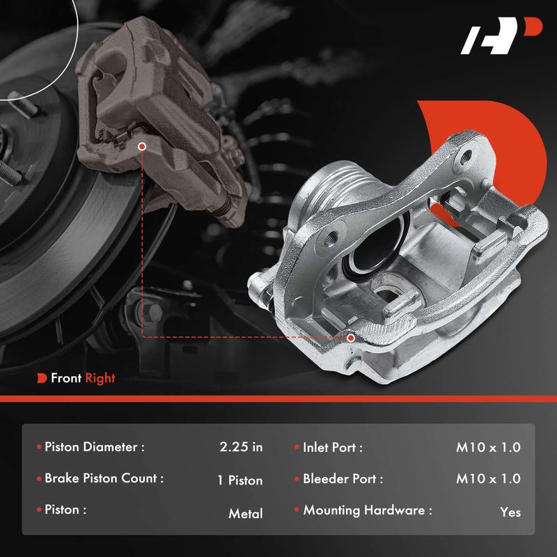 Front Passenger Brake Caliper with Bracket for Hyundai Tiburon SE 2006 2007 2008