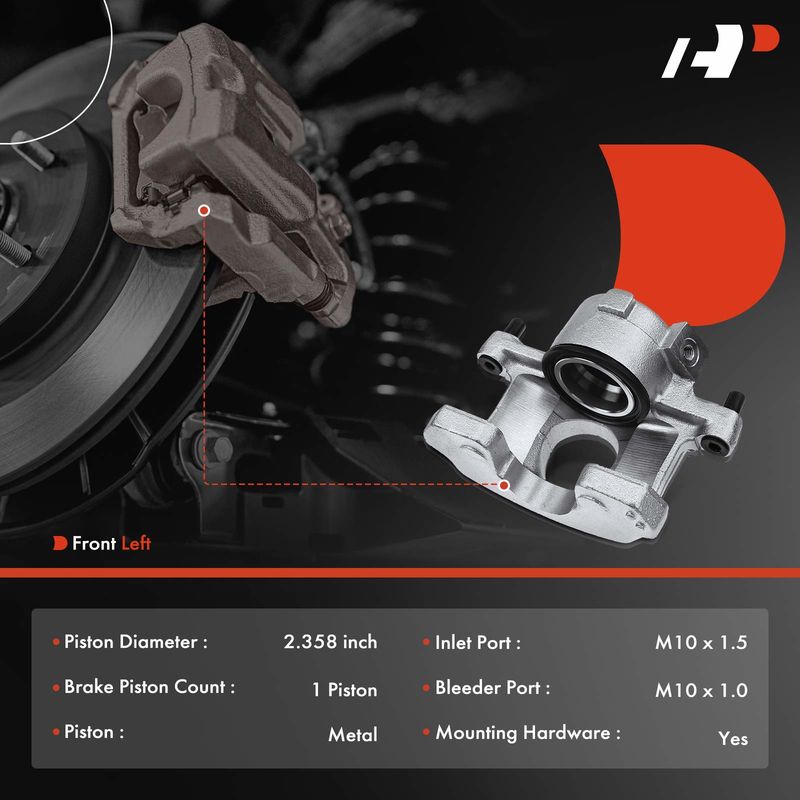 Front Driver Brake Caliper for Ford Mustang 1987-1993 Thunderbird 1987-1988
