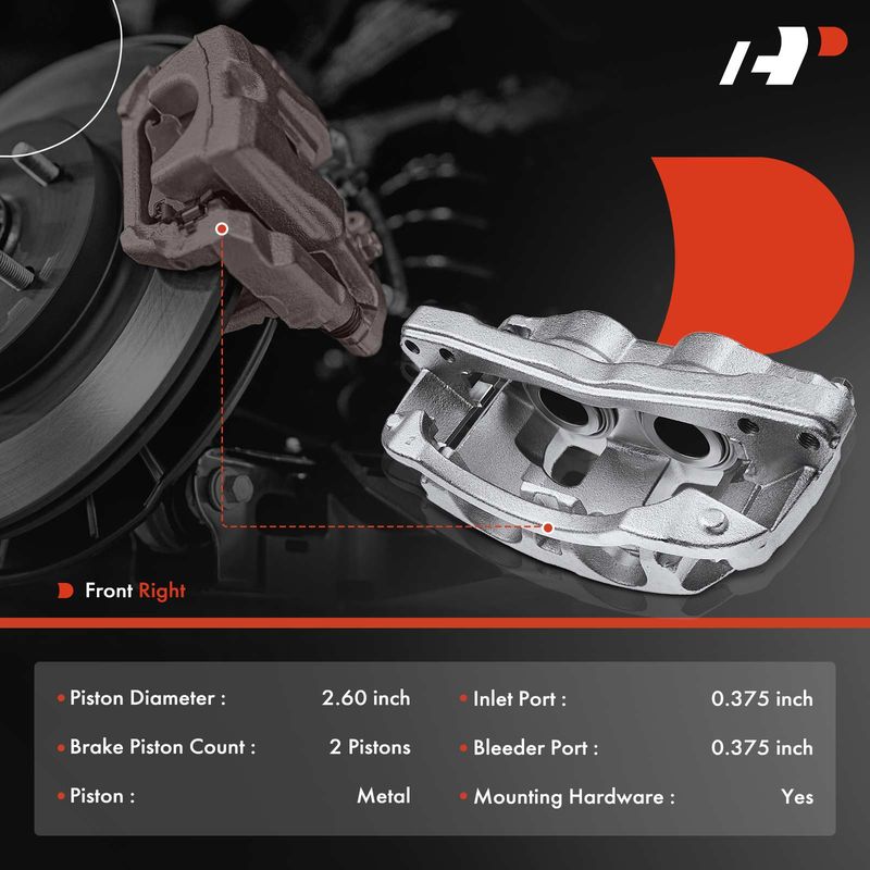 Front Passenger Brake Caliper with Bracket for Ford F-450 F-550 Super Duty 17-20