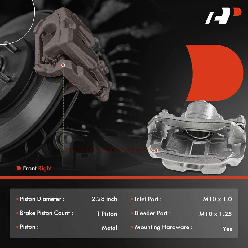 Front Passenger Brake Caliper with Bracket for Honda Accord 2013-2017