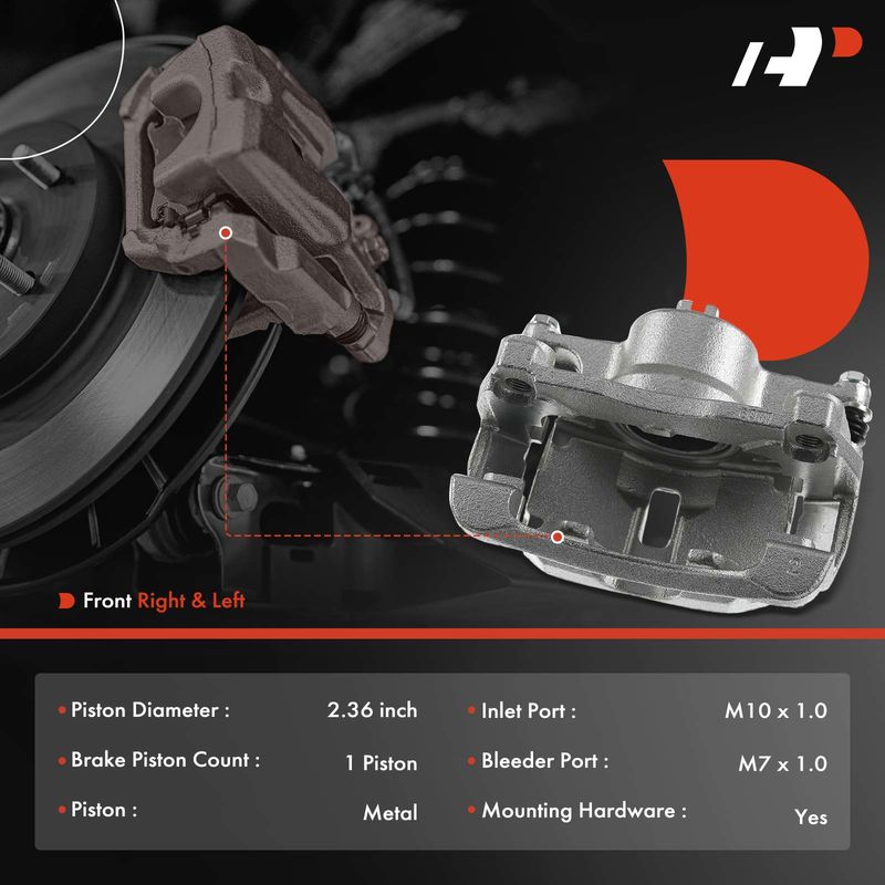 2x Front Brake Caliper with Bracket for Nissan Rogue 2014-2018 2-Rows Seats 2.5L