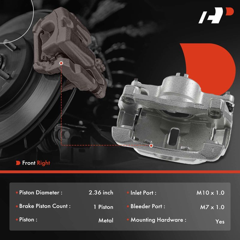 Front Passenger Brake Caliper w/ Bracket for Nissan Rogue 2014-2018 2-Rows Seats