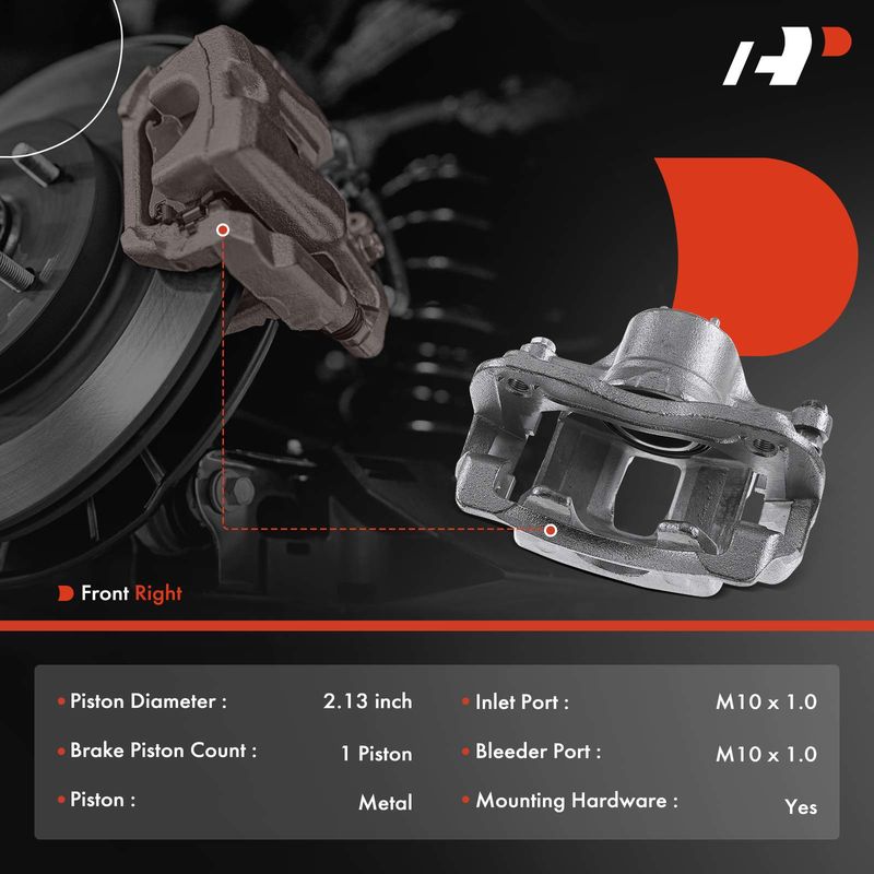 Front Passenger Brake Caliper with Bracket for Hyundai Accent Kia Rio 12-17