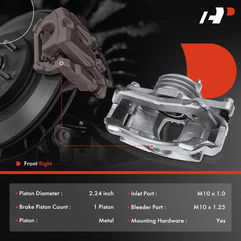 Front Passenger Brake Caliper with Bracket for Honda Accord 2003-2012 Acura CL