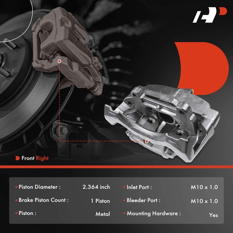 Front Passenger Brake Caliper with Bracket for Volvo S60 S80 V60 V70 XC70