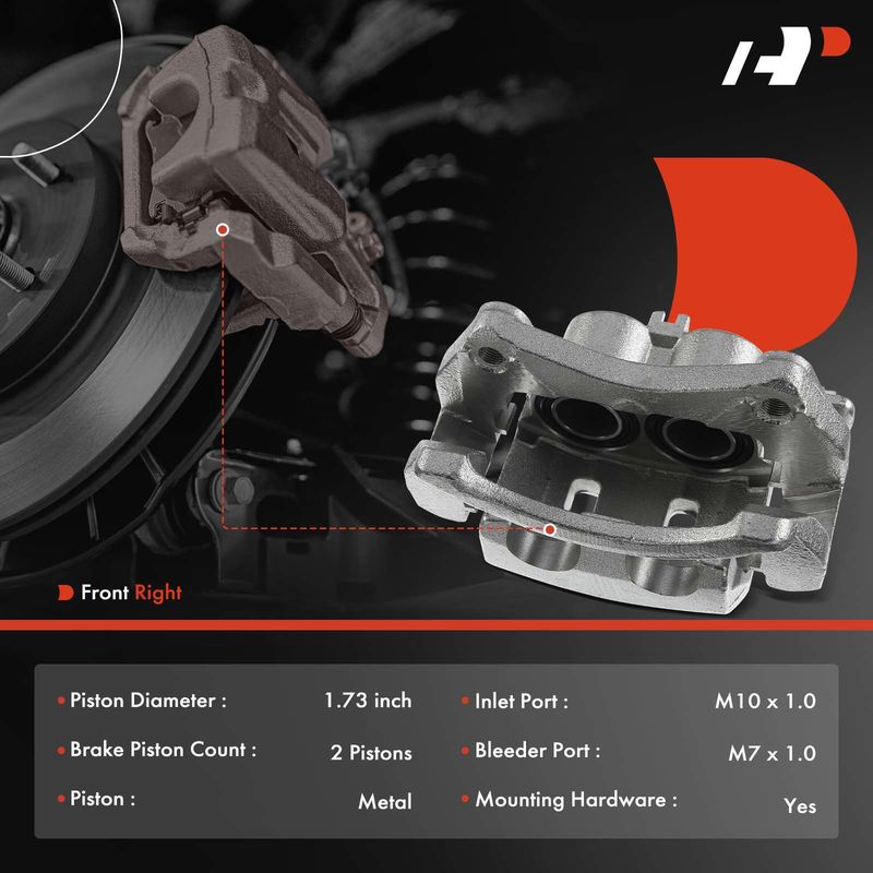 Front Passenger Brake Caliper w/ Bracket for Nissan Rogue Infiniti Q50 2014-2018