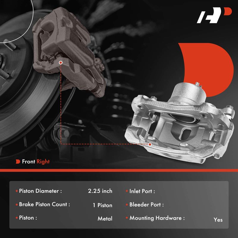 Front Passenger Brake Caliper with Bracket for Kia Soul 2014-2018 1.6L 2.0L