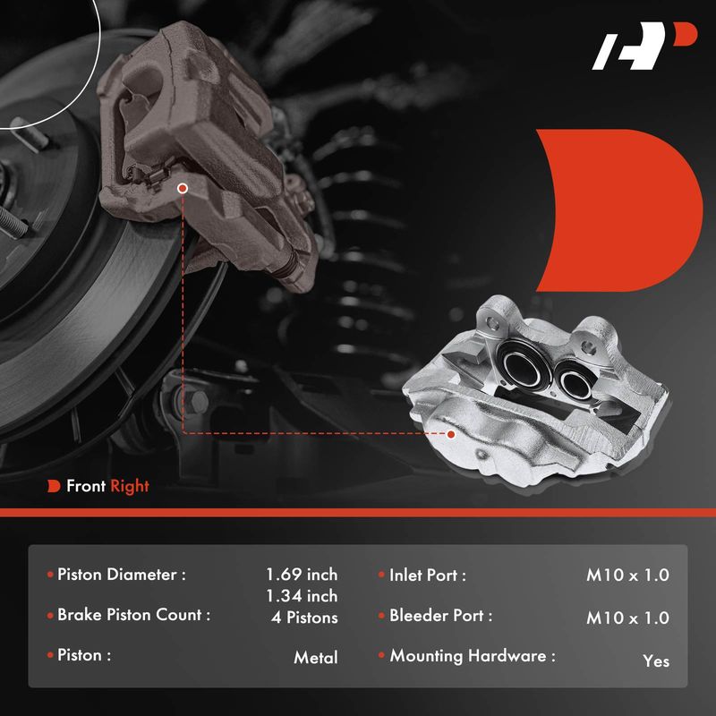 Front Passenger Brake Caliper for Toyota 4Runner 86-89 Pickup(4WD) Land Cruiser