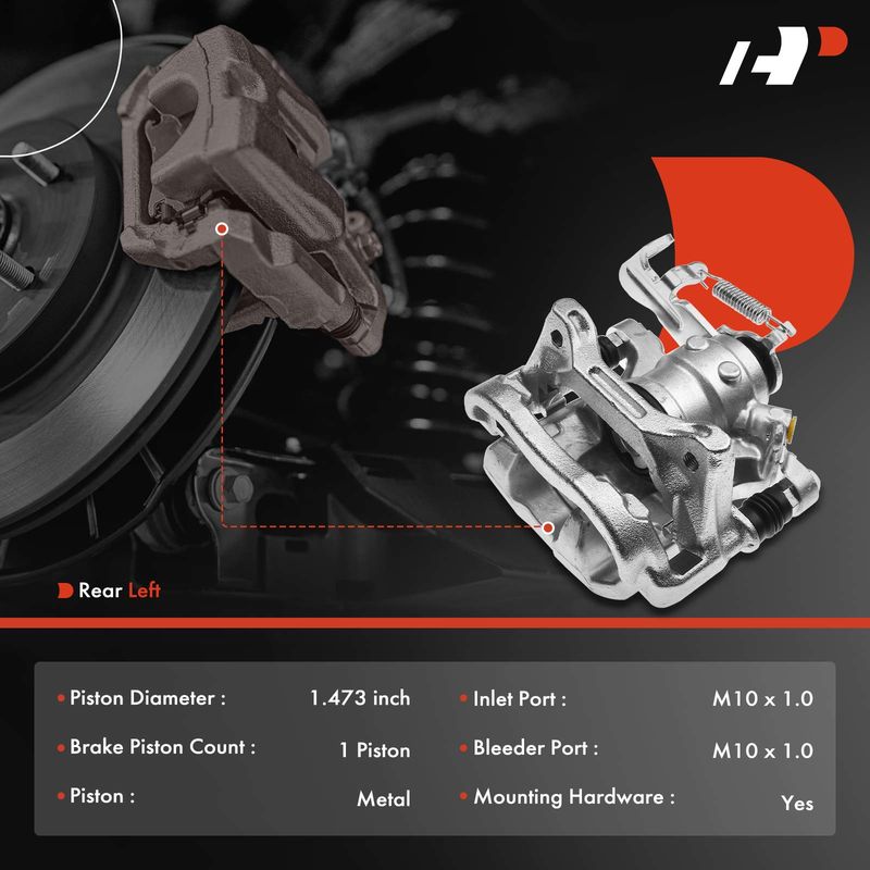 Rear Driver Brake Caliper with Bracket for Mazda 3 3 Sport 2014-2016