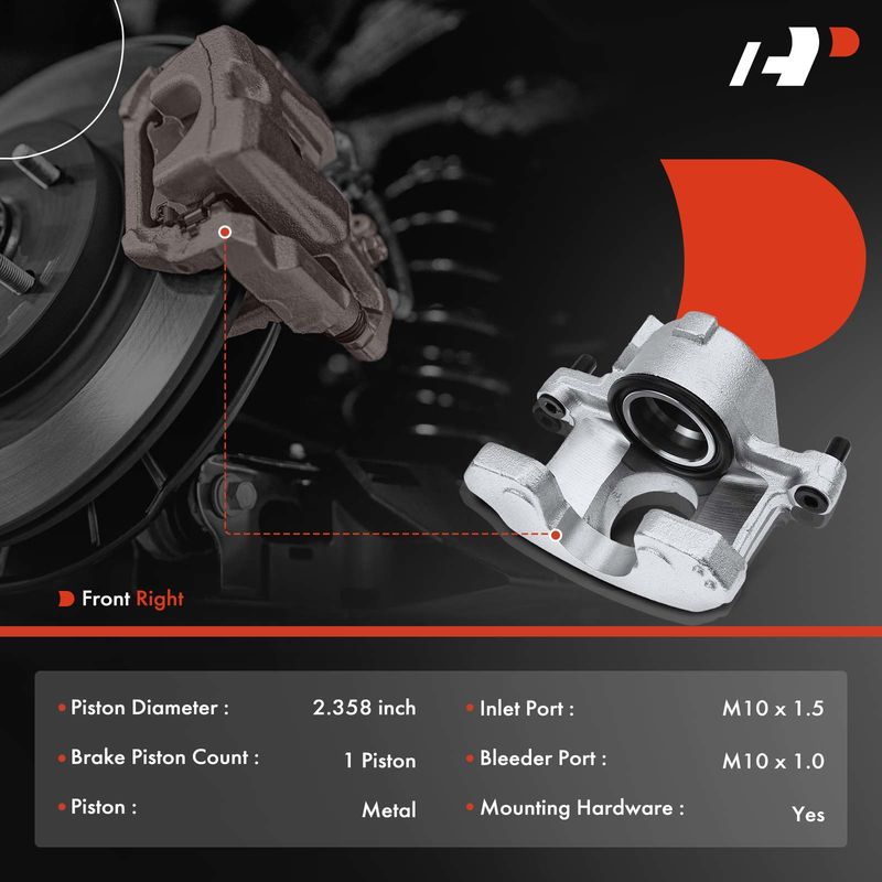 Front Passenger Brake Caliper for Ford Mustang 1987-1993 Thunderbird 1987-1988