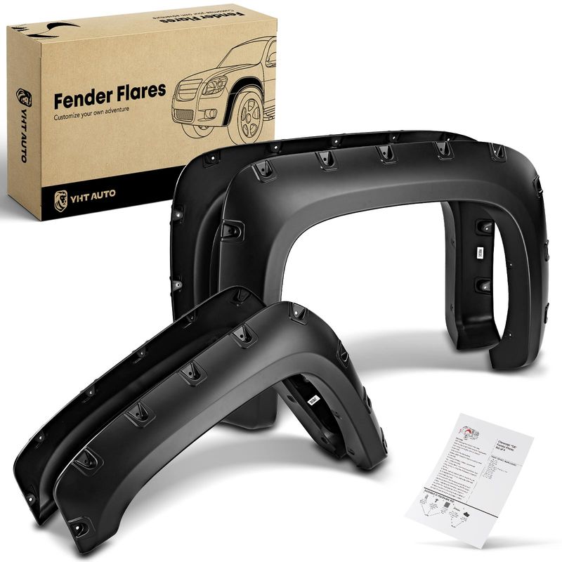 4x Front & Rear Pocket Style Fender Flare for Chevrolet Silverado 1500 HD 07-14