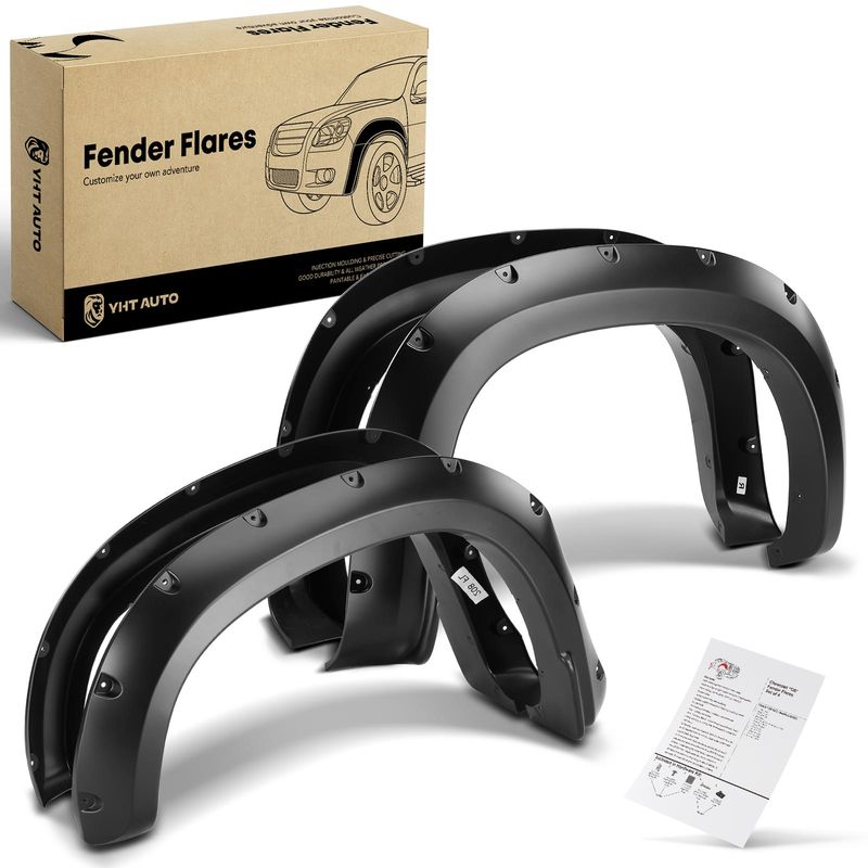 4x Front & Rear Pocket Style Fender Flare for Chevrolet Silverado 1500 19-21