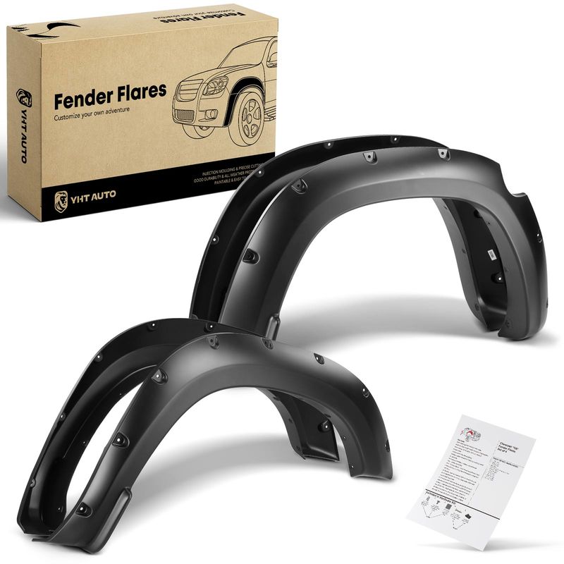 4x Front & Rear Pocket Style Fender Flare for Ram 1500 Dodge Ram 1500 2009-2010