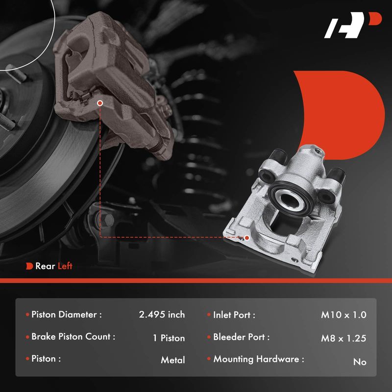 Rear Driver Brake Caliper for Saab 9-5 2000 2001 2002 2003 2004-2006 L4 2.3L