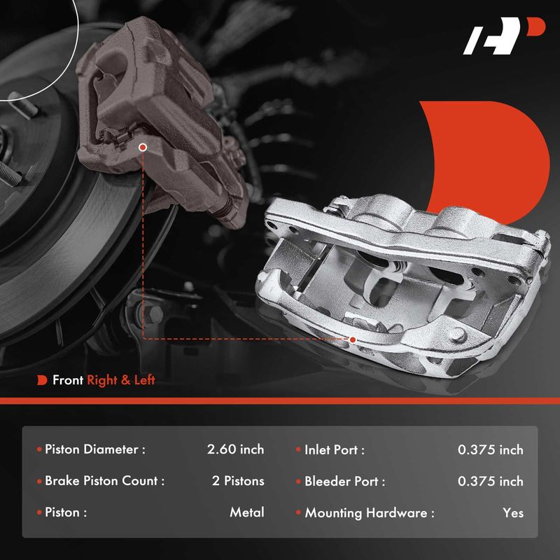 2x Front Brake Caliper with Bracket for Ford F-450 F-550 Super Duty 17-20