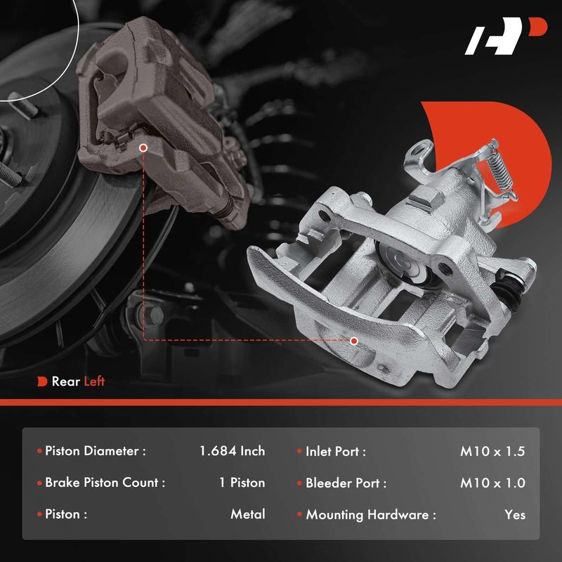 Rear Driver Brake Caliper with Bracket for Jaguar S-Type 2003-2005 Lincoln LS