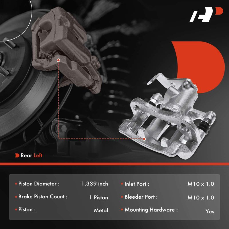Rear Driver Brake Caliper w/ Bracket for Dodge Attitude Hyundai Accent 2012-2017