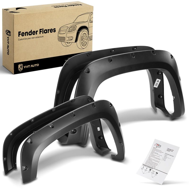 4x Front & Rear Pocket Style Fender Flare for Chevrolet Silverado 2500 HD 20-21