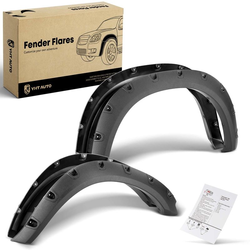 4x Front & Rear Pocket Style Textured Fender Flare for Dodge Ram 1500 2009-2018