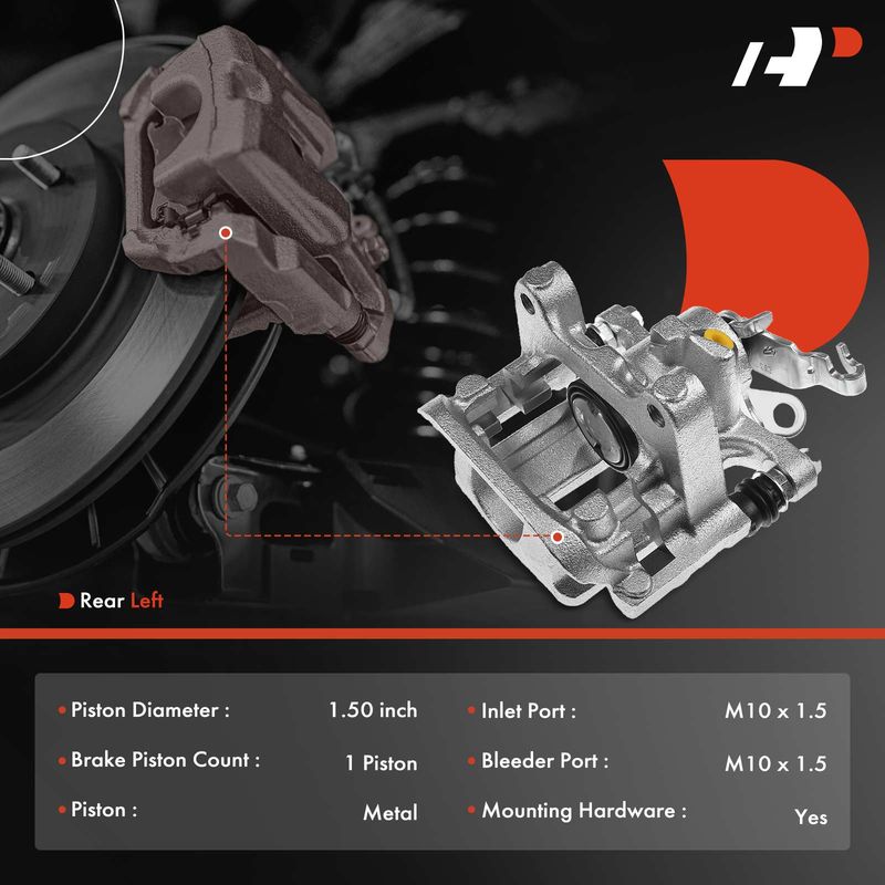 Rear Driver Brake Caliper with Bracket for Volkswagen Golf 2015-2020 GTI Passat