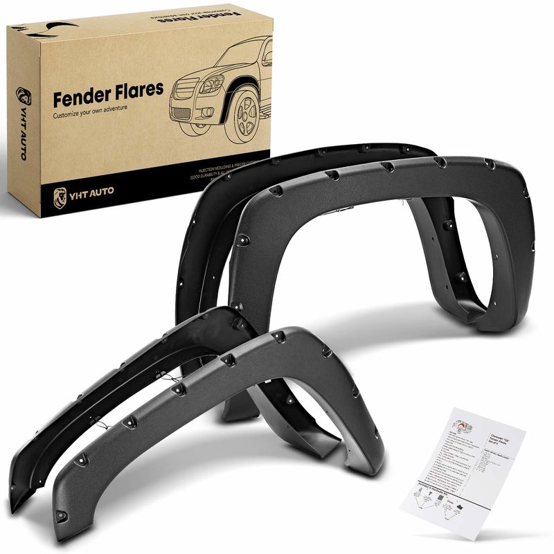 4x Front & Rear Pocket Style Fender Flare for Chevy Silverado GMC Sierra 1500