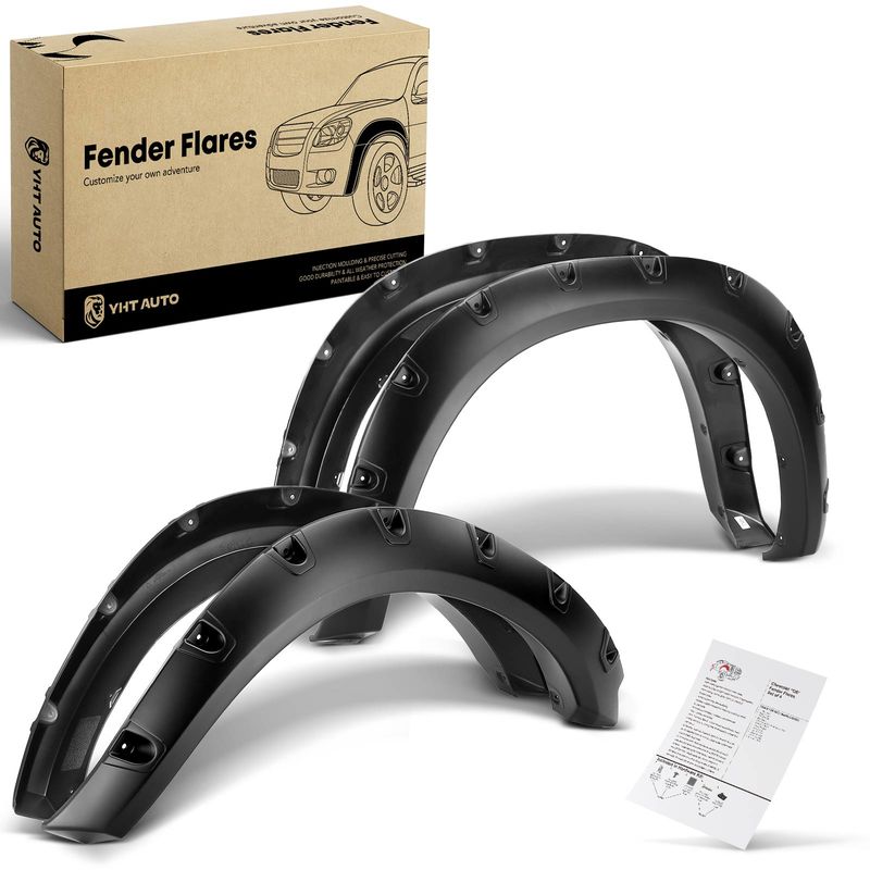 4x Front & Rear Pocket Style Shiny Fender Flare for Dodge Ram 1500 2009-2018