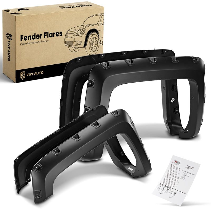 4x Pocket Style Fender Flare for Chevy Silverado 2500 3500 HD 14-18 69.3 In. Bed
