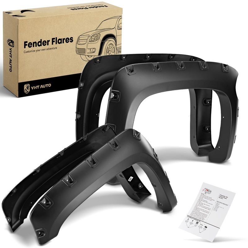 4x Front & Rear Pocket Style Fender Flare for Chevrolet Silverado 1500 07-13