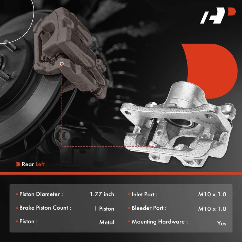 Rear Driver Brake Caliper with Bracket for Hyundai Genesis 2012-2016 Kia K900