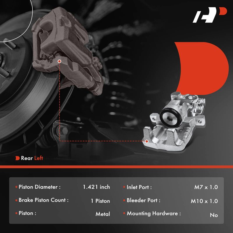 Rear Driver Brake Caliper for Volkswagen Golf 85-90 Jetta 85-88 Scirocco